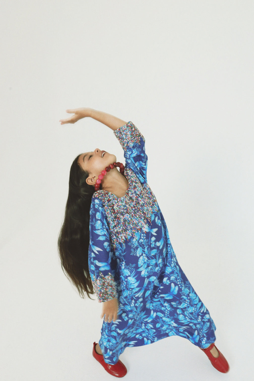 The Dragonfly Kaftan in Indigo Garden