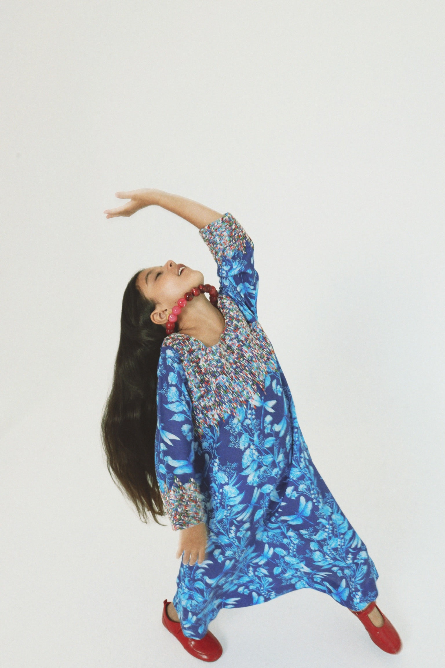 The Dragonfly Kaftan in Indigo Garden